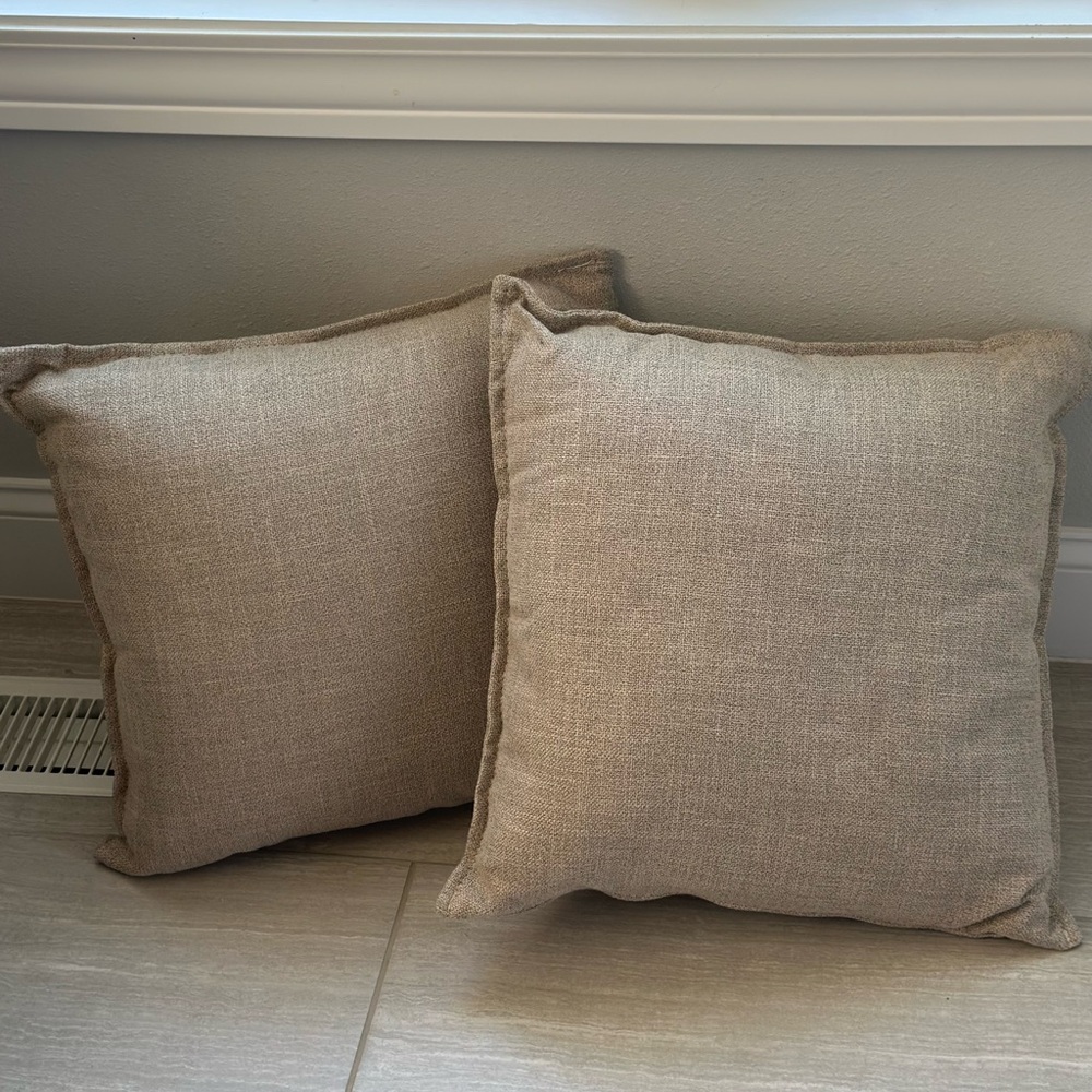 NWOT Set of Two Tan Throw Pillows